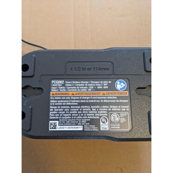 New- Ryobi 18V ONE+ PCG002 Lithium-Ion Battery Charger - Picture 2 of 2